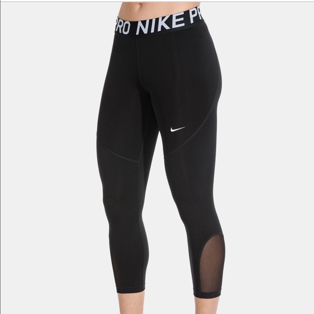 Nike Pro Black Cropped Workout Leggings NEW L